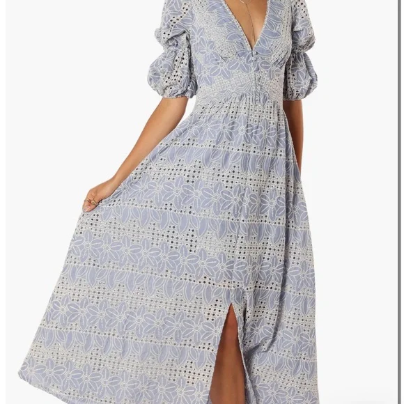 Petal & Pup Light Blue Floral Lace Maxi Dress - Picture 2 of 4